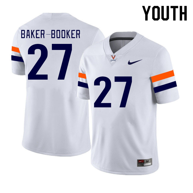 Youth #27 Trent Baker-Booker Virginia Cavaliers College Football Jerseys Stitched Sale-White - Click Image to Close